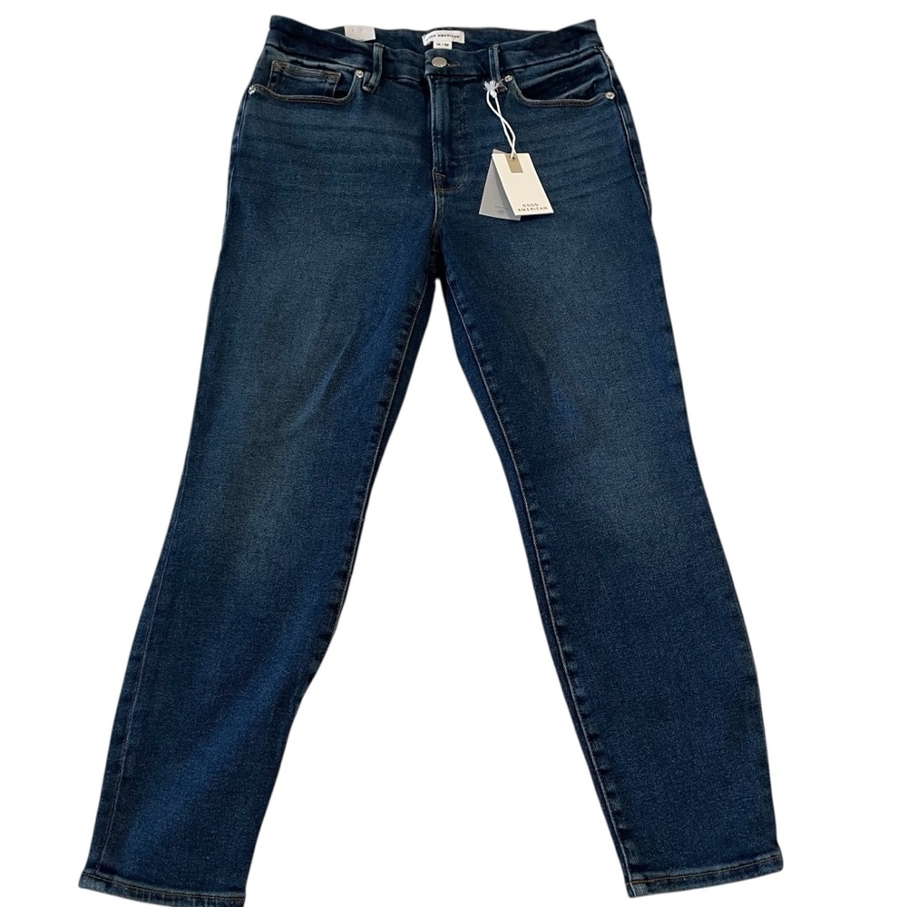 Good American Jeans Good Petite Skinny Size 14 32 Blue866 Mid-Rise Fit NWT